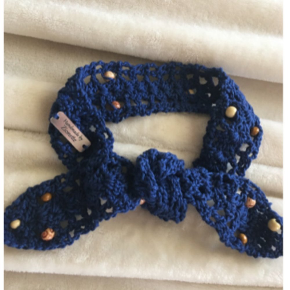 Hand Crafted Catalina Beaded Summer Headband - Navy